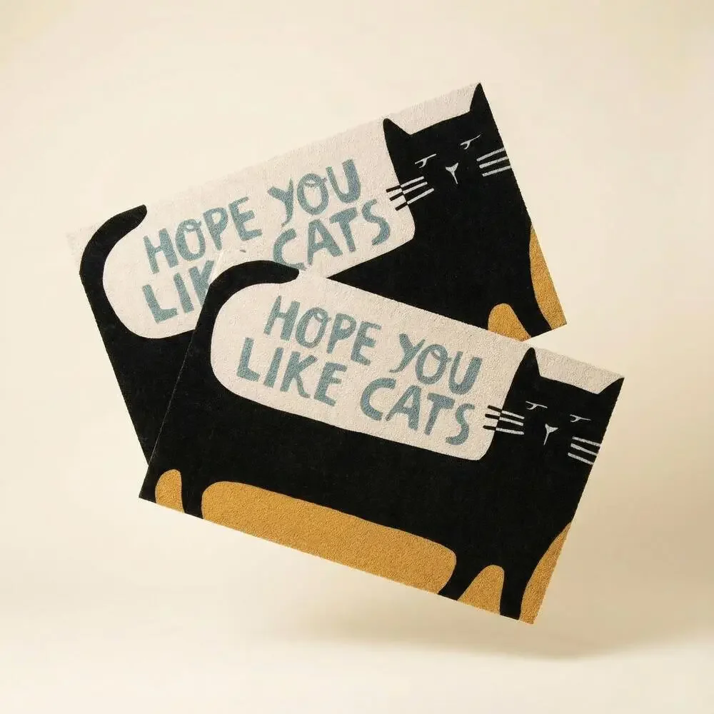 Set of 2 Hope You Like Cats Doormat Entryway Indoor/Outdoor Rug | 34